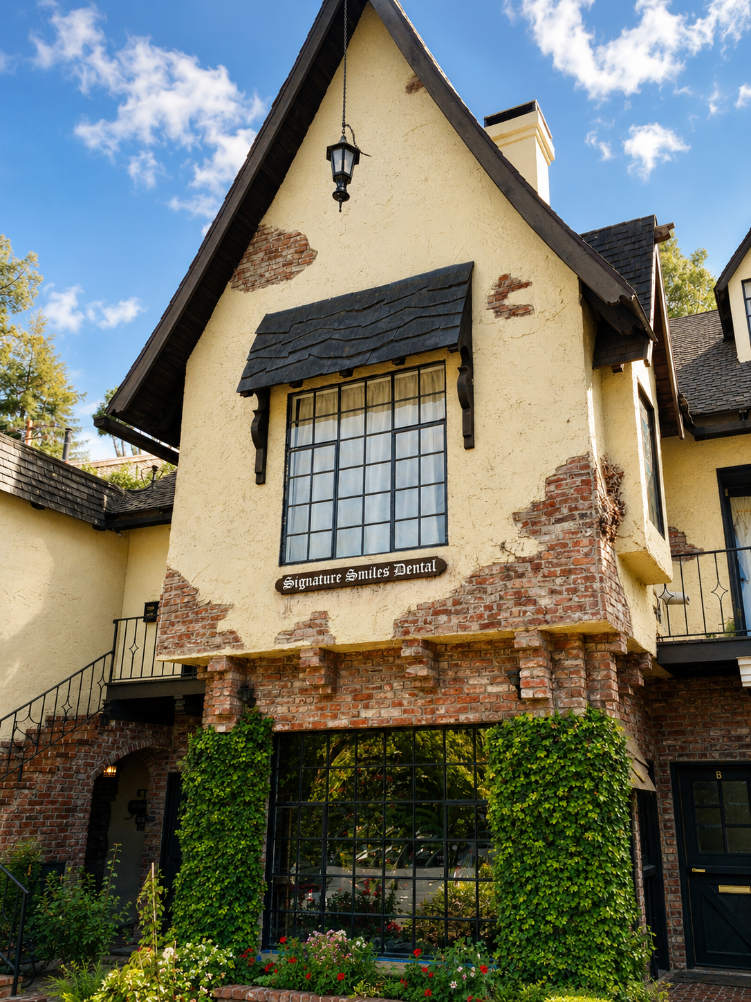 Signature Smiles Dental office exterior — charming building with ivy in Mill Valley